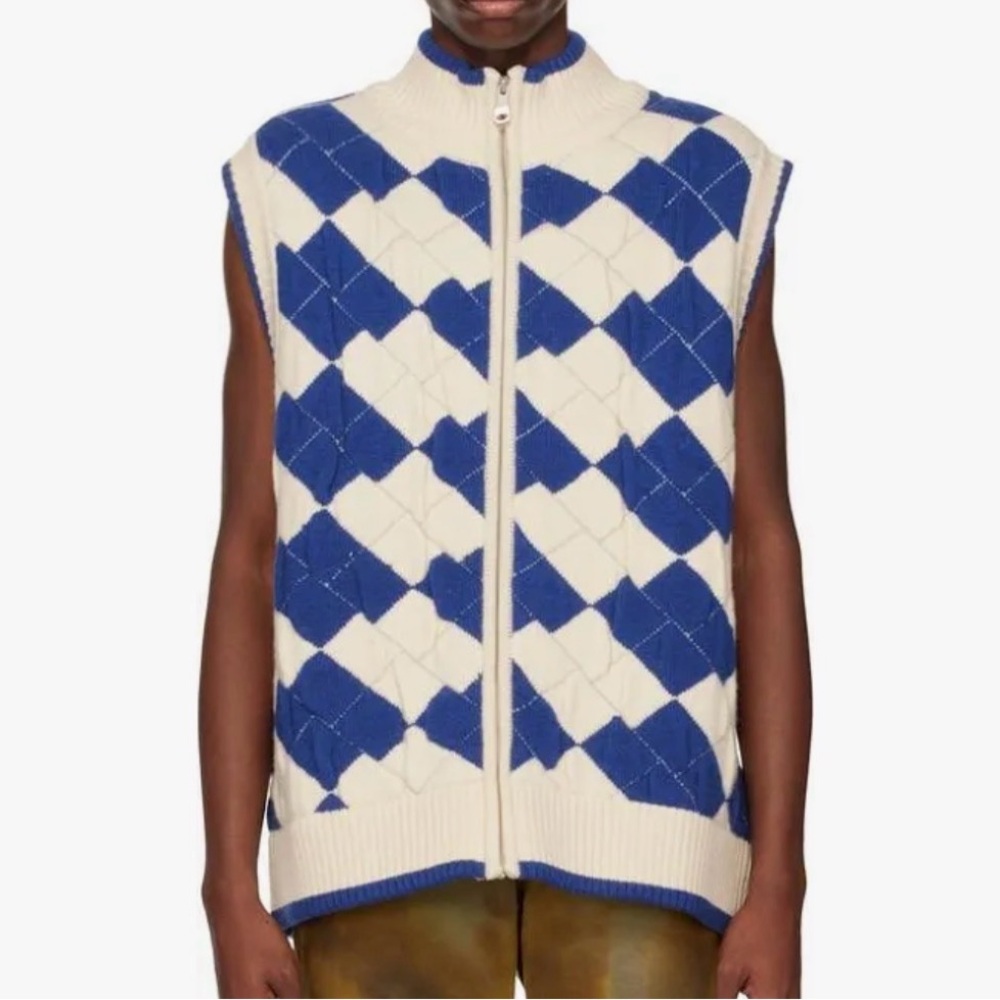 Ader Error Tenit Knit Vest Blue White size A1 NWOT